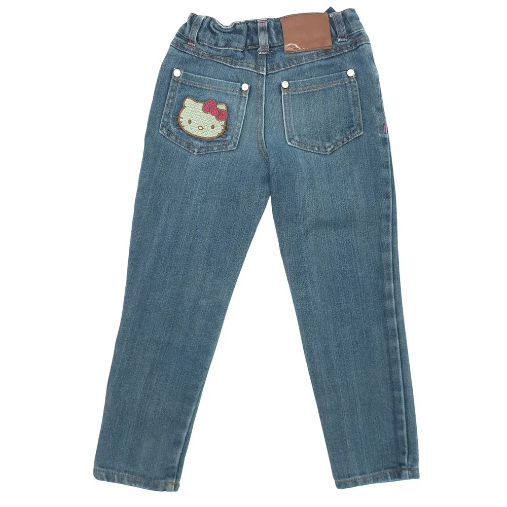 Hello Kitty Sanrio Girls Sequin Patch Denim Jeans 2011 Vintage Era Size 5